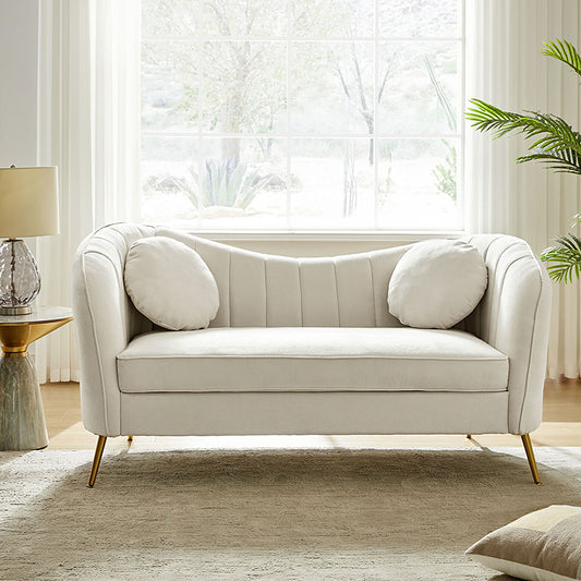 Emilio Loveseat avec pieds en or et coussin en peluche