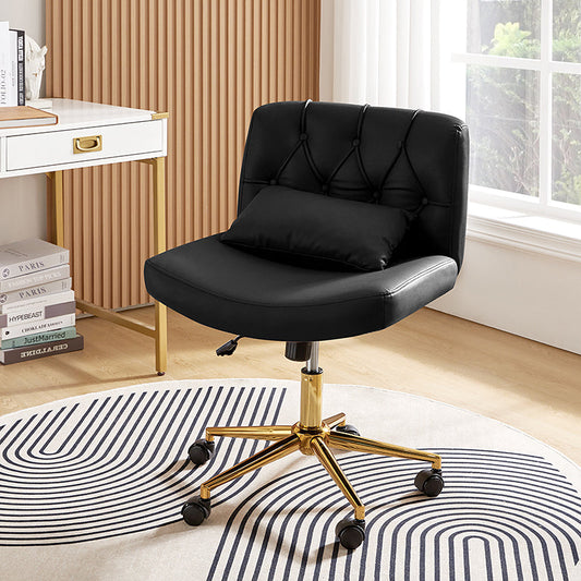 Chaise de bureau à hauteur réglable Cecil avec dossier touffeté et coussin