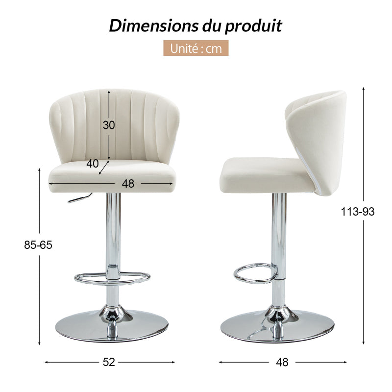 Tabouret de bar pivotant Troy en velours