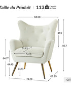 Fauteuil Isabelle Wingback en velours avec confort rembourré et pieds en métal doré élégants