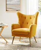 Fauteuil Isabelle Wingback en velours avec confort rembourré et pieds en métal doré élégants