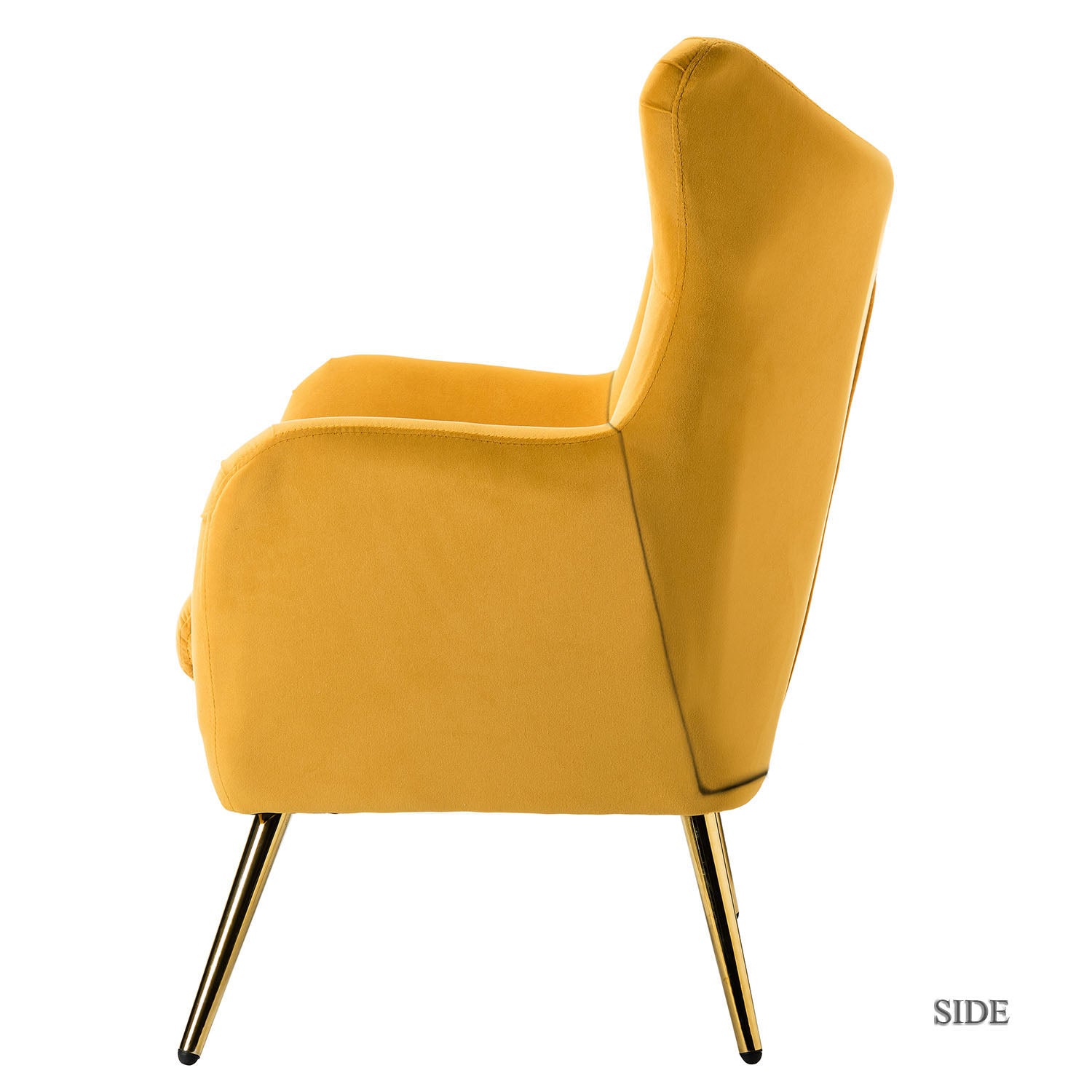 Fauteuil Isabelle Wingback en velours avec confort rembourré et pieds en métal doré élégants