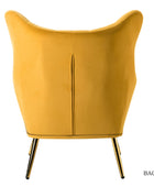 Fauteuil Isabelle Wingback en velours avec confort rembourré et pieds en métal doré élégants