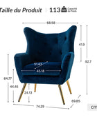 Fauteuil Isabelle Wingback en velours avec confort rembourré et pieds en métal doré élégants