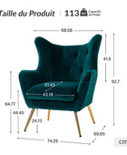 Fauteuil Isabelle Wingback en velours avec confort rembourré et pieds en métal doré élégants