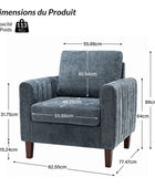 Fauteuil Lucca Square en Tissu Mid-Century pour Salon