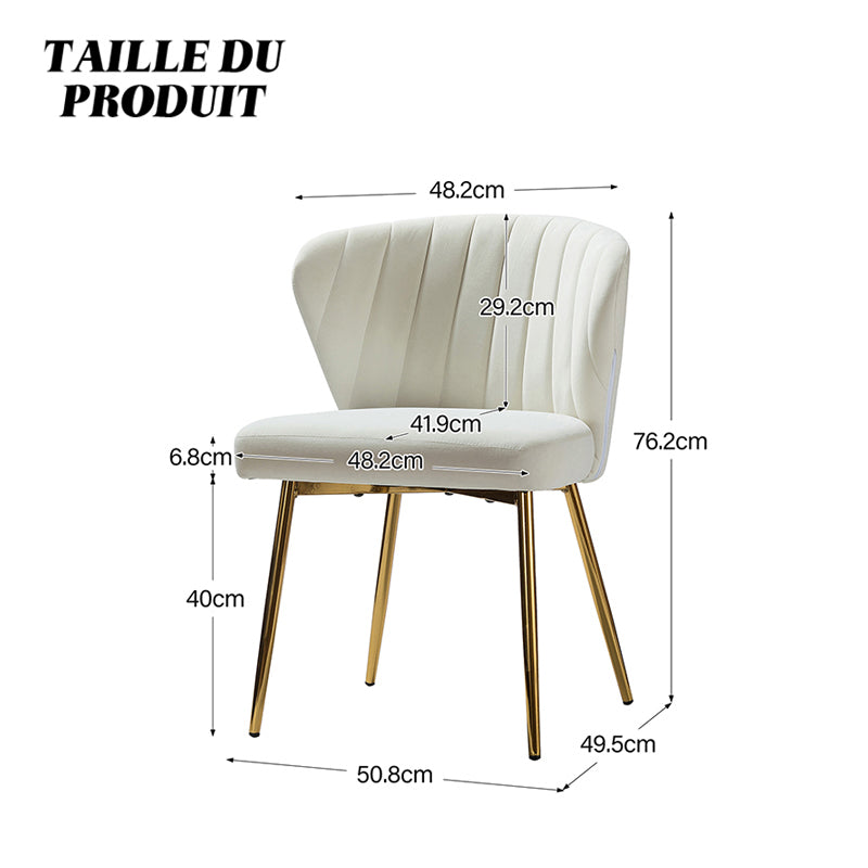 Ensemble de Chaises d'Appoint Aruna en Velours avec Pieds en Métal