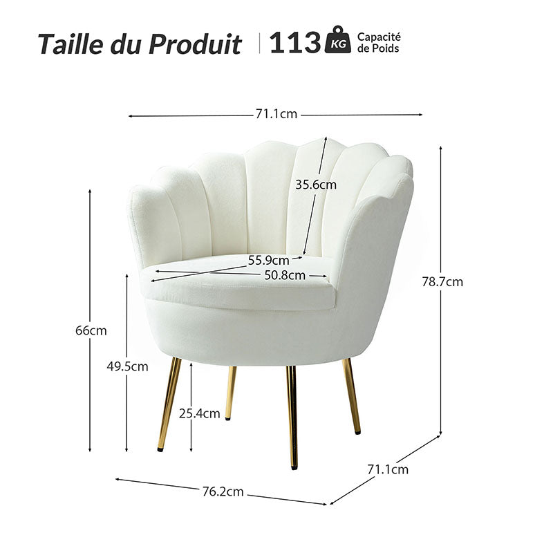 Chaise baril festonnée Evelia en velours