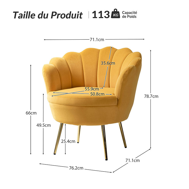 Chaise baril festonnée Evelia en velours