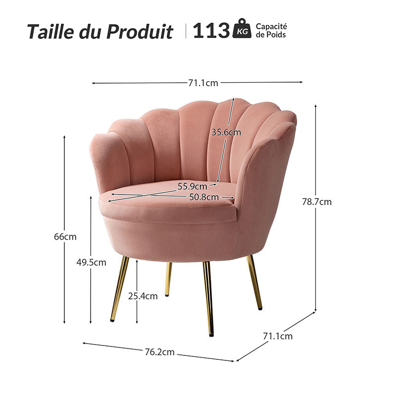 Chaise baril festonnée Evelia en velours