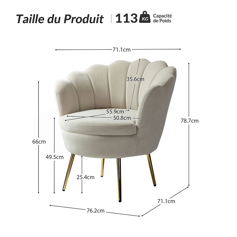 Chaise baril festonnée Evelia en velours