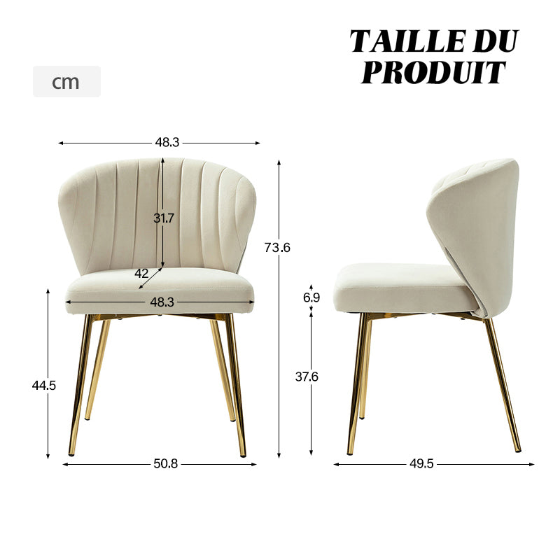 Chaise en Velours Aruna avec Dossier Bas Réglable