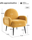 Fauteuil Val Moderne en Velours avec Pieds Métalliques Réglables