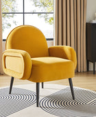 Fauteuil Val Moderne en Velours avec Pieds Métalliques Réglables