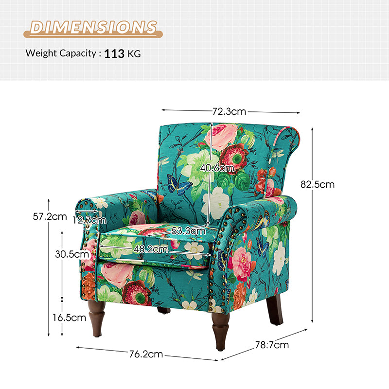 Artemisa Fauteuil moderne tapissé à motifs floraux