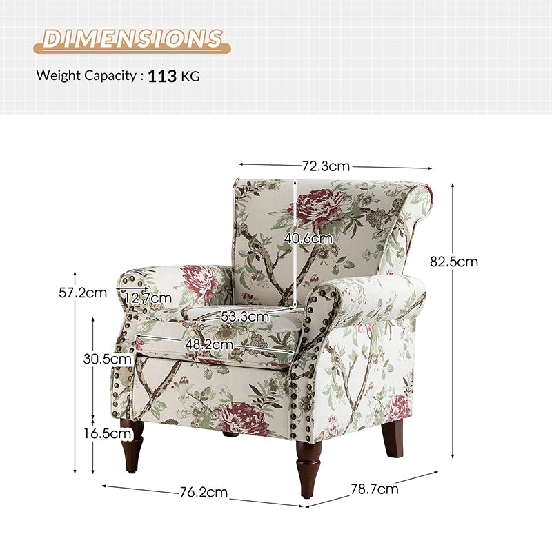 Artemisa Fauteuil moderne tapissé à motifs floraux