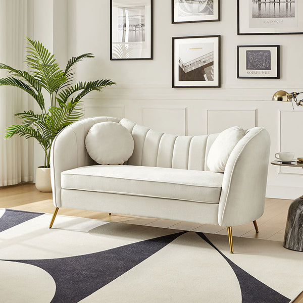 Emilio Loveseat avec pieds en or et coussin en peluche