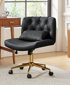 Chaise de bureau à hauteur réglable Cecil avec dossier touffeté et coussin