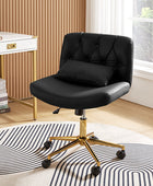 Chaise de bureau à hauteur réglable Cecil avec dossier touffeté et coussin