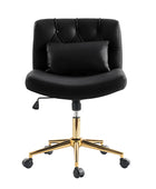 Chaise de bureau à hauteur réglable Cecil avec dossier touffeté et coussin