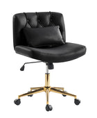 Chaise de bureau à hauteur réglable Cecil avec dossier touffeté et coussin