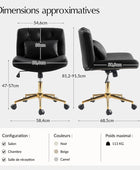 Chaise de bureau à hauteur réglable Cecil avec dossier touffeté et coussin