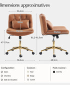 Chaise de bureau à hauteur réglable Cecil avec dossier touffeté et coussin