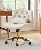 Chaise de bureau à hauteur réglable Cecil avec dossier touffeté et coussin