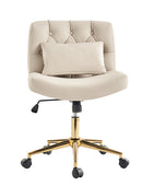 Chaise de bureau à hauteur réglable Cecil avec dossier touffeté et coussin