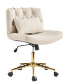 Chaise de bureau à hauteur réglable Cecil avec dossier touffeté et coussin