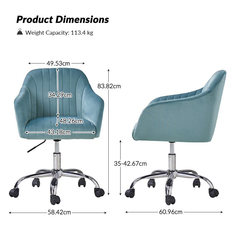 Chaise de Bureau Moderne en Velours Theo avec Dossier Capitonné