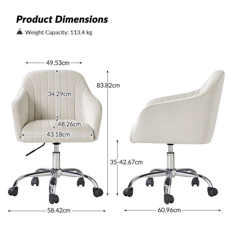 Chaise de Bureau Moderne en Velours Theo avec Dossier Capitonné