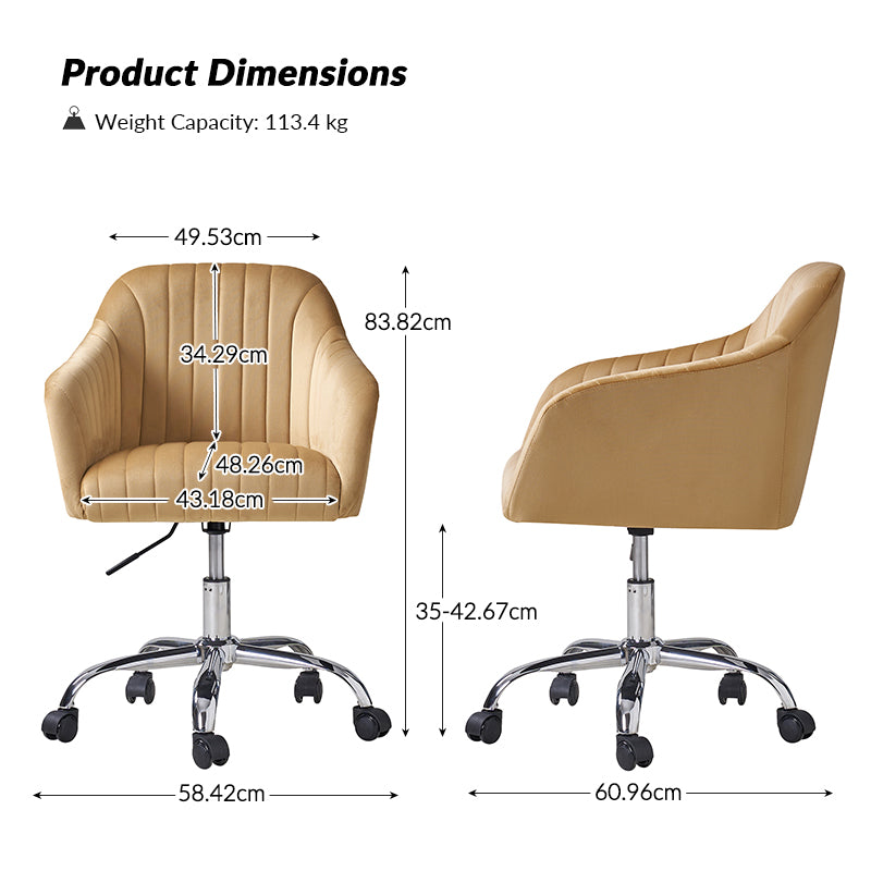 Chaise de Bureau Moderne en Velours Theo avec Dossier Capitonné