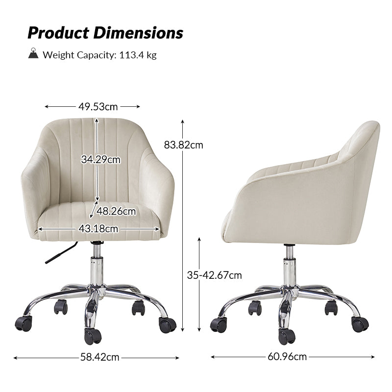 Chaise de Bureau Moderne en Velours Theo avec Dossier Capitonné