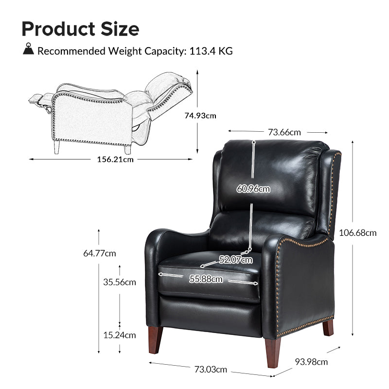 Fauteuil Relax en Cuir Véritable Deliat avec Repose-pieds