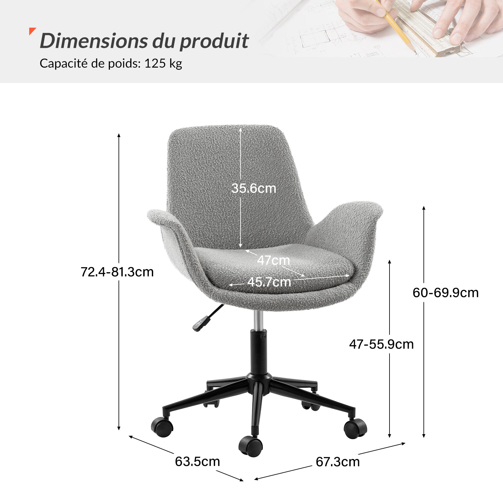 Chaise de bureau Hugo dossier moyen pivotante réglable