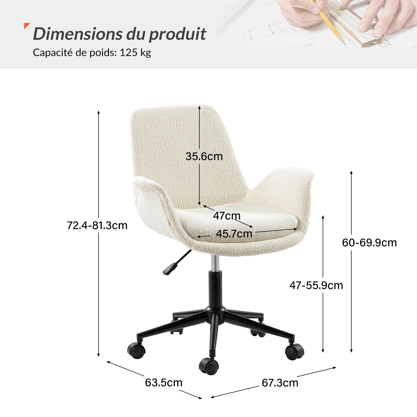 Chaise de bureau Hugo dossier moyen pivotante réglable