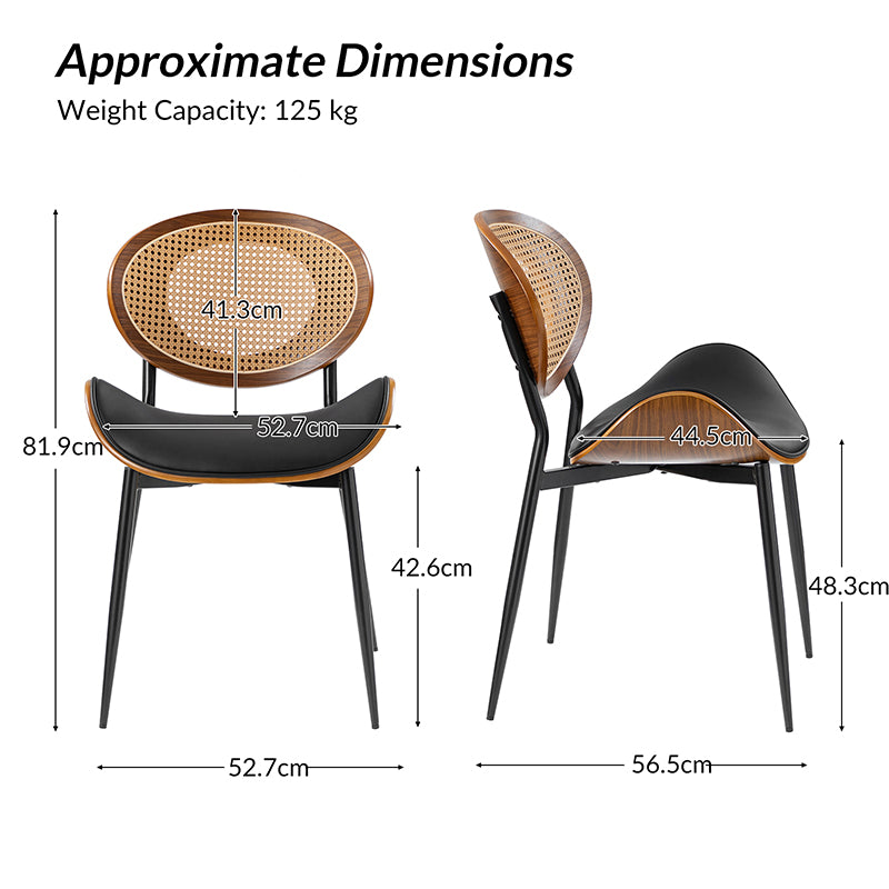 Flora Chaise de salle à manger avec dossier en bois courbé et coussin Ensemble de 2
