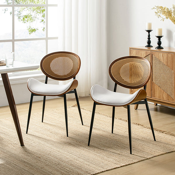Flora Chaise de salle à manger avec dossier en bois courbé et coussin Ensemble de 2