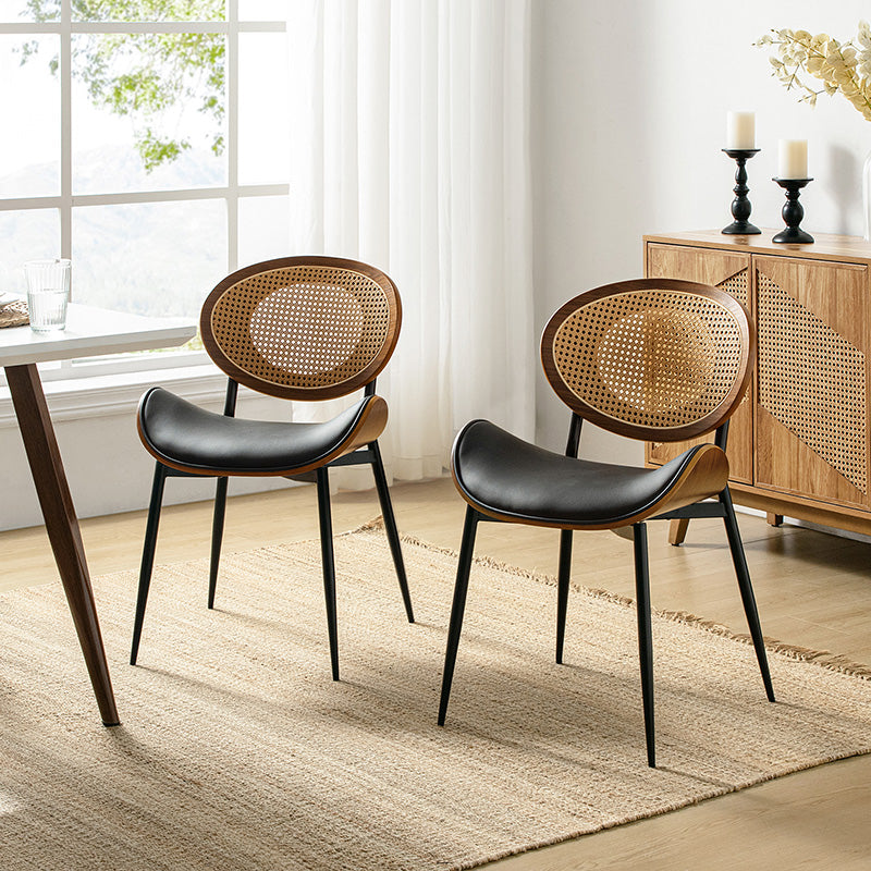 Flora Chaise de salle à manger avec dossier en bois courbé et coussin Ensemble de 2