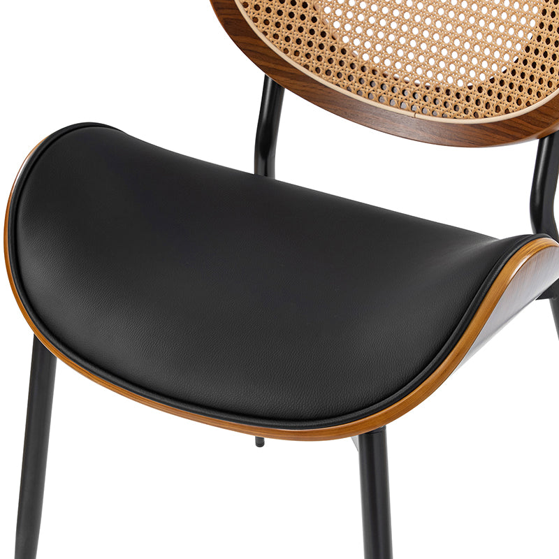 Flora Chaise de salle à manger avec dossier en bois courbé et coussin Ensemble de 2