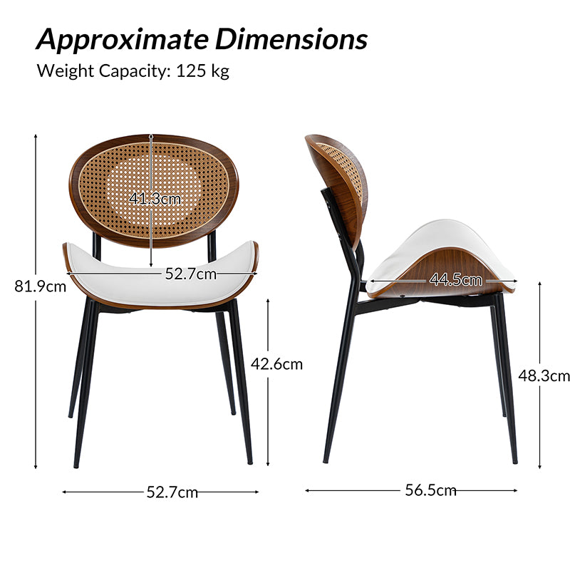Flora Chaise de salle à manger avec dossier en bois courbé et coussin Ensemble de 2