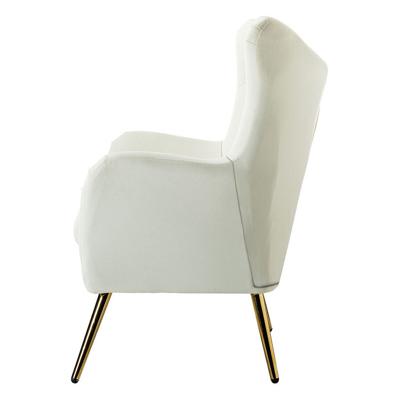 Fauteuil Isabelle Wingback en velours avec confort rembourré et pieds en métal doré élégants