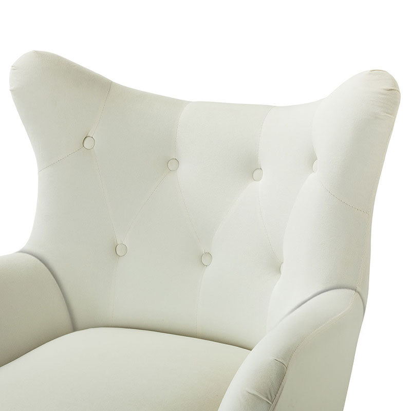 Fauteuil Isabelle Wingback en velours avec confort rembourré et pieds en métal doré élégants