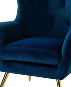 Fauteuil Isabelle Wingback en velours avec confort rembourré et pieds en métal doré élégants