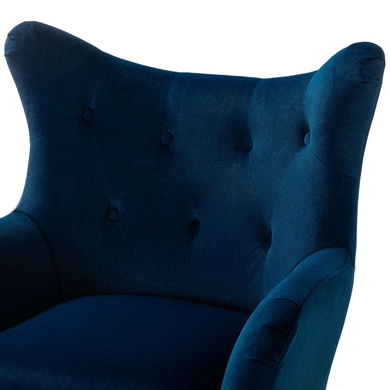 Fauteuil Isabelle Wingback en velours avec confort rembourré et pieds en métal doré élégants