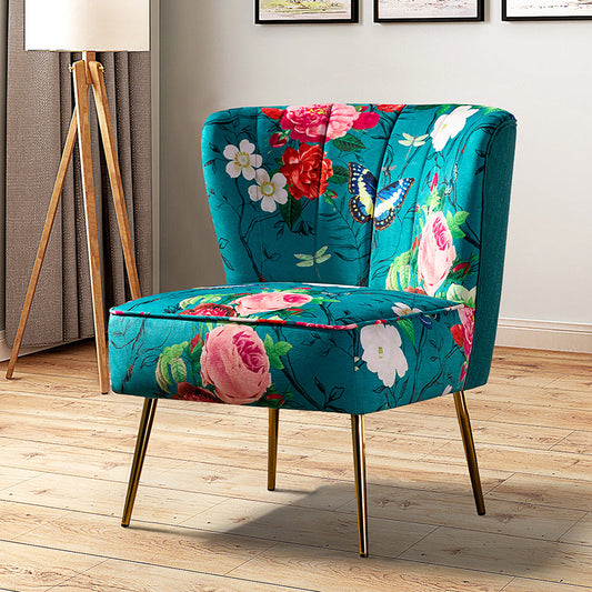 Chaise d'Appoint Tapissée Coraline avec Pieds en Métal Doré