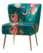 Chaise d'Appoint Tapissée Coraline avec Pieds en Métal Doré