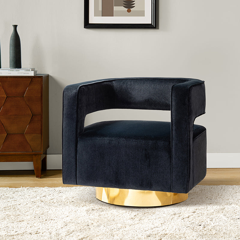 Fauteuil Baril Velours Agata avec Dossier Ouvert