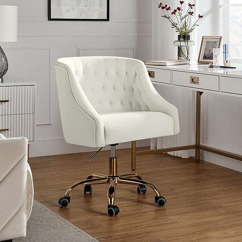 Penelope Chaise de Bureau en Velours avec Pieds Dorés et Hauteur Réglable